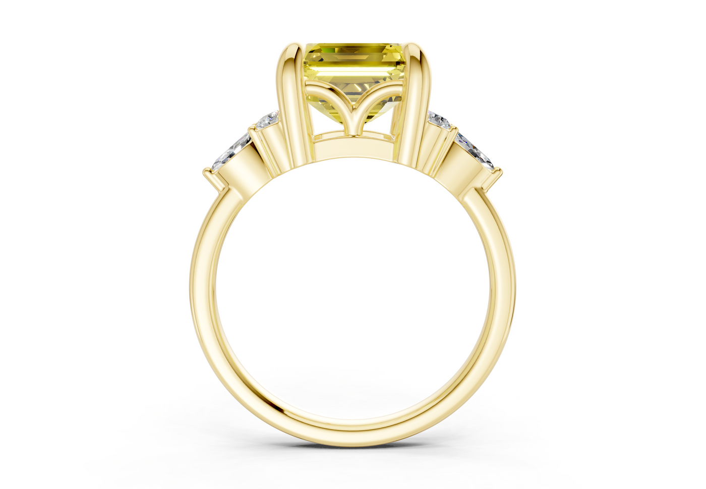 Lyra Yellow Diamond Accent Asscher Cut 2.3mm Engagement Ring