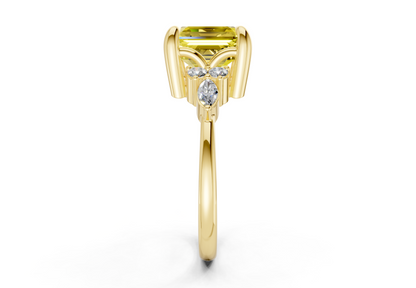 Lyra Yellow Diamond Accent Asscher Cut 2mm Engagement Ring