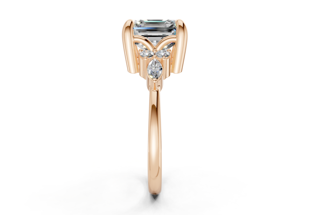 Lyra Diamond Accent Asscher Cut 2mm Engagement Ring