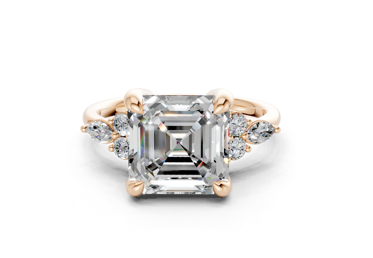 Lyra Diamond Accent Asscher Cut 2mm Engagement Ring