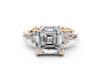 Lyra Diamond Accent Asscher Cut 2mm Engagement Ring