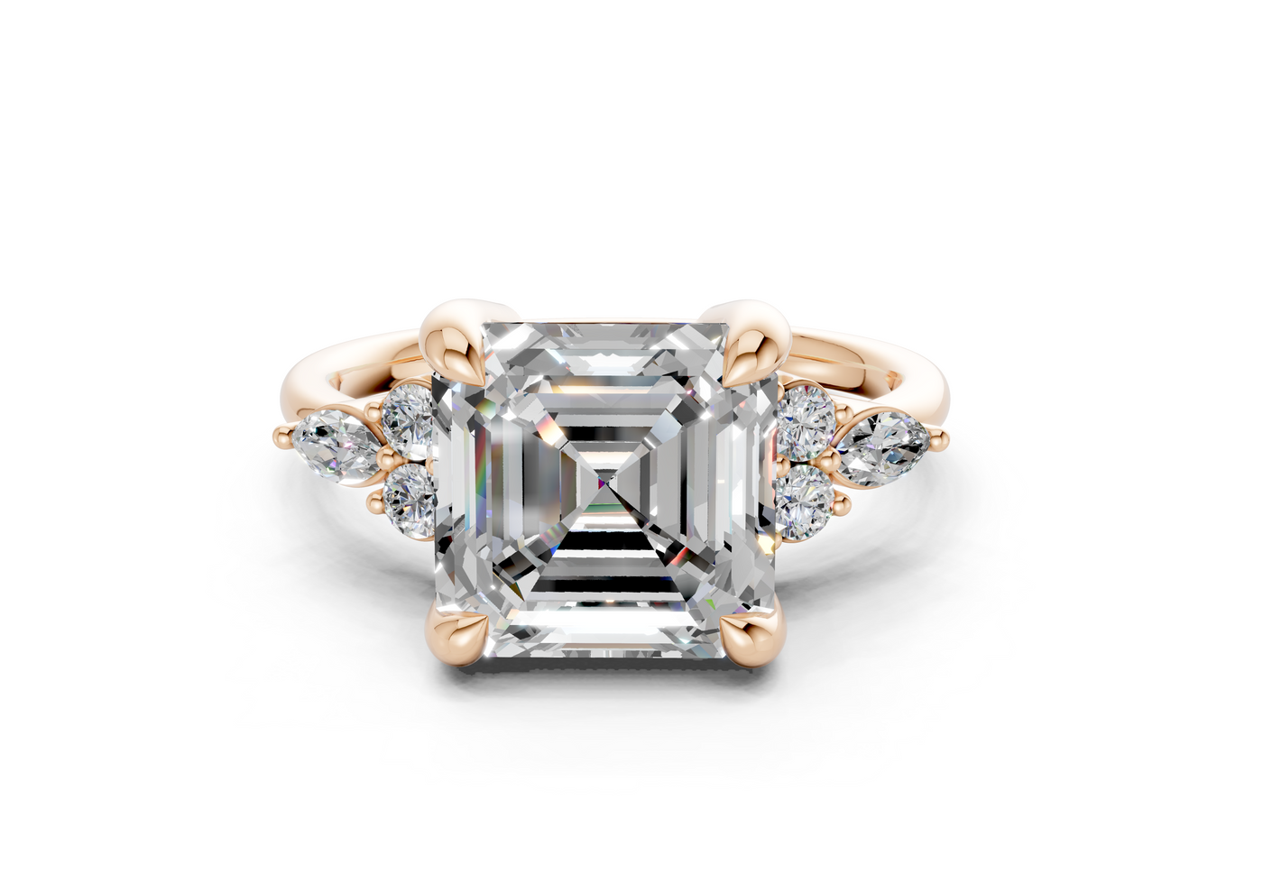 Lyra Diamond Accent Asscher Cut 1.8mm Engagement Ring