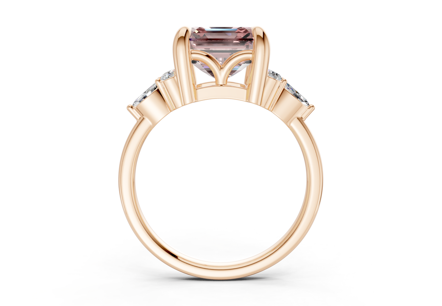 Lyra Pink Diamond Accent Asscher Cut 2mm Engagement Ring