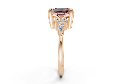 Lyra Pink Diamond Accent Asscher Cut 2mm Engagement Ring