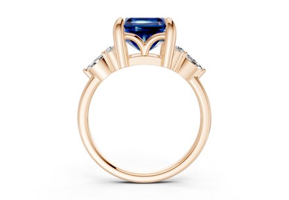 Lyra Sapphire Gemstone Accent Asscher Cut 2mm Engagement Ring