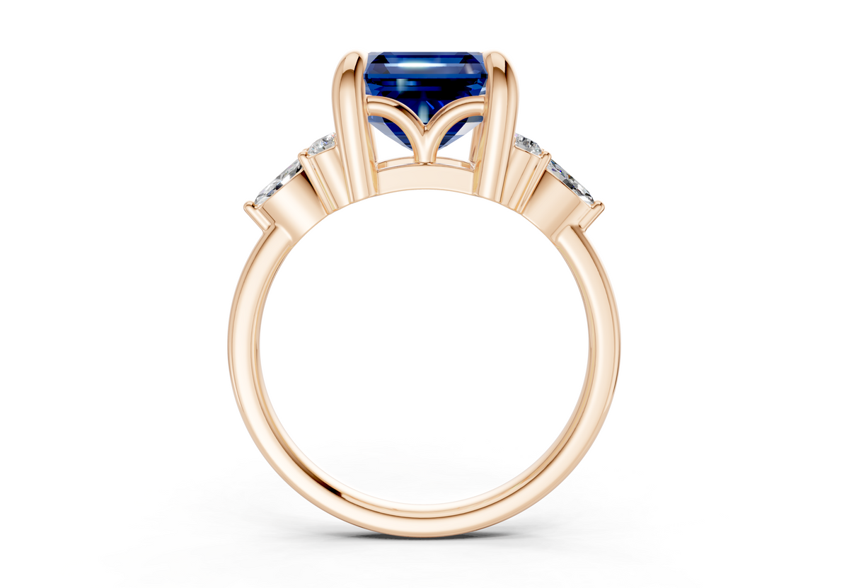 Lyra Sapphire Gemstone Accent Asscher Cut 2.3mm Engagement Ring