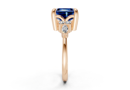 Lyra Sapphire Gemstone Accent Asscher Cut 2mm Engagement Ring
