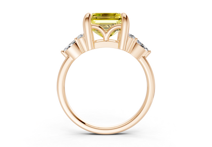 Lyra Yellow Diamond Accent Asscher Cut 2mm Engagement Ring