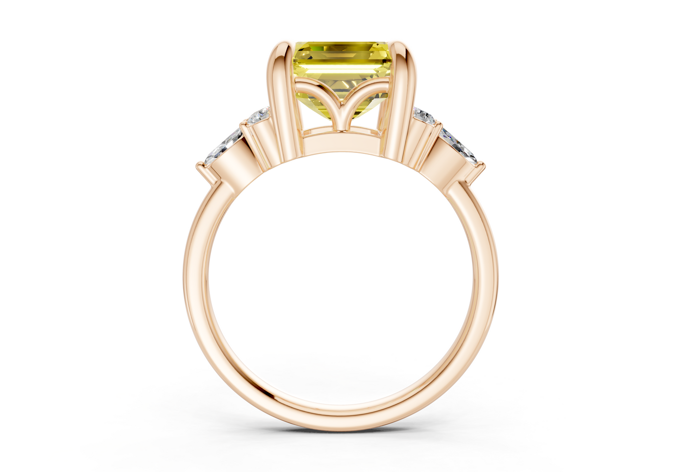 Lyra Yellow Diamond Accent Asscher Cut 2.3mm Engagement Ring