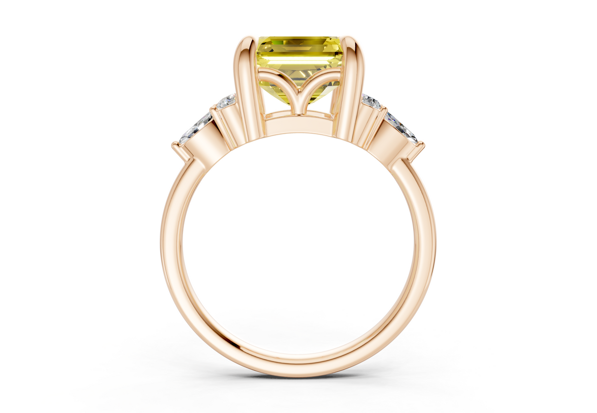 Lyra Yellow Diamond Accent Asscher Cut 1.8mm Engagement Ring