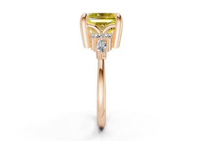 Lyra Yellow Diamond Accent Asscher Cut 1.8mm Engagement Ring