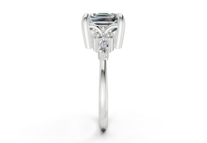 Lyra Diamond Accent Asscher Cut 2mm Engagement Ring