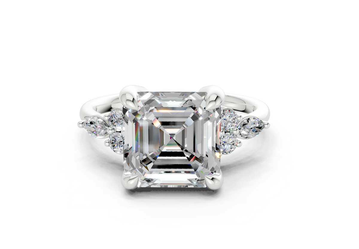 Lyra Diamond Accent Asscher Cut 2.3mm Engagement Ring