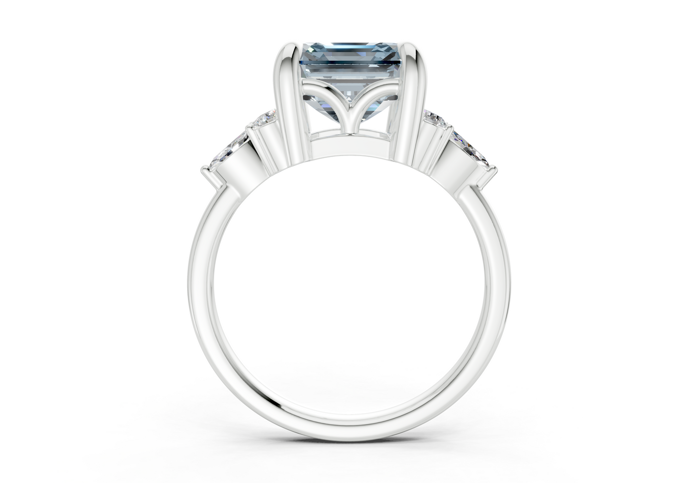 Lyra Blue Diamond Accent Asscher Cut 2mm Engagement Ring