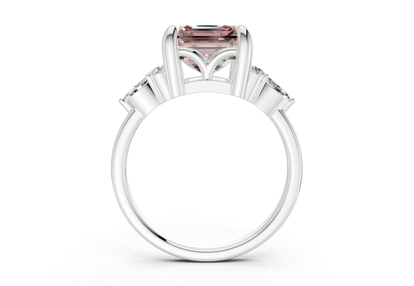 Lyra Pink Diamond Accent Asscher Cut 2mm Engagement Ring