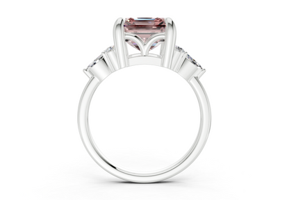 Lyra Pink Diamond Accent Asscher Cut 2.3mm Engagement Ring