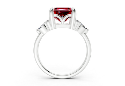 Lyra Ruby Gemstone Accent Asscher Cut 1.8mm Engagement Ring