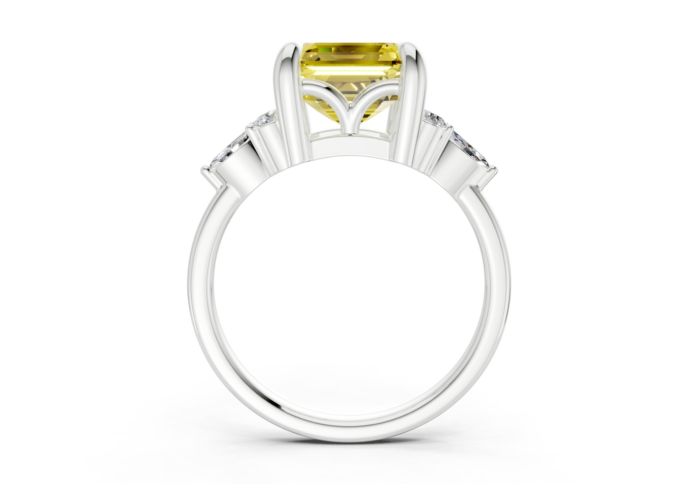 Lyra Yellow Diamond Accent Asscher Cut 1.8mm Engagement Ring