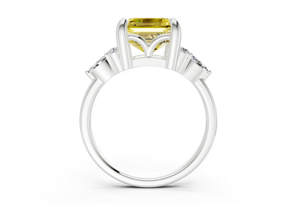 Lyra Yellow Diamond Accent Asscher Cut 1.8mm Engagement Ring