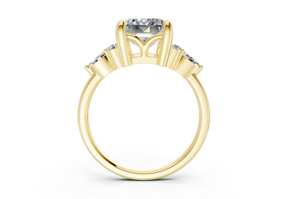 Lyra Diamond Accent Emerald Cut 2mm Engagement Ring