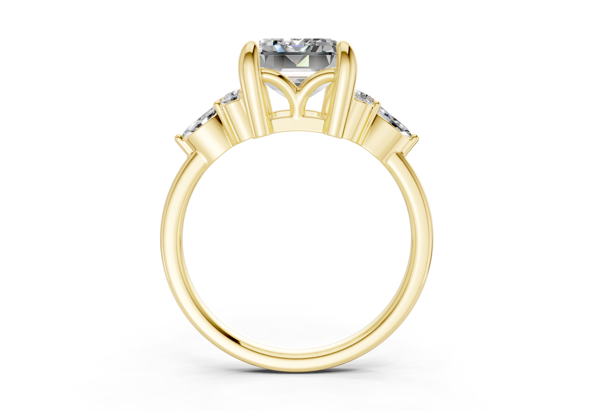 Lyra Diamond Accent Emerald Cut 1.8mm Engagement Ring