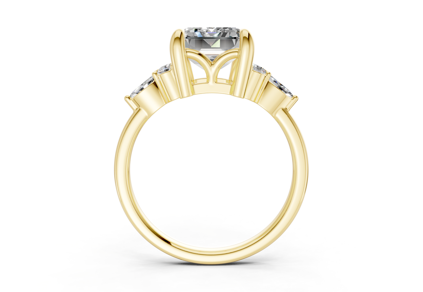 Lyra Diamond Accent Emerald Cut 2.3mm Engagement Ring