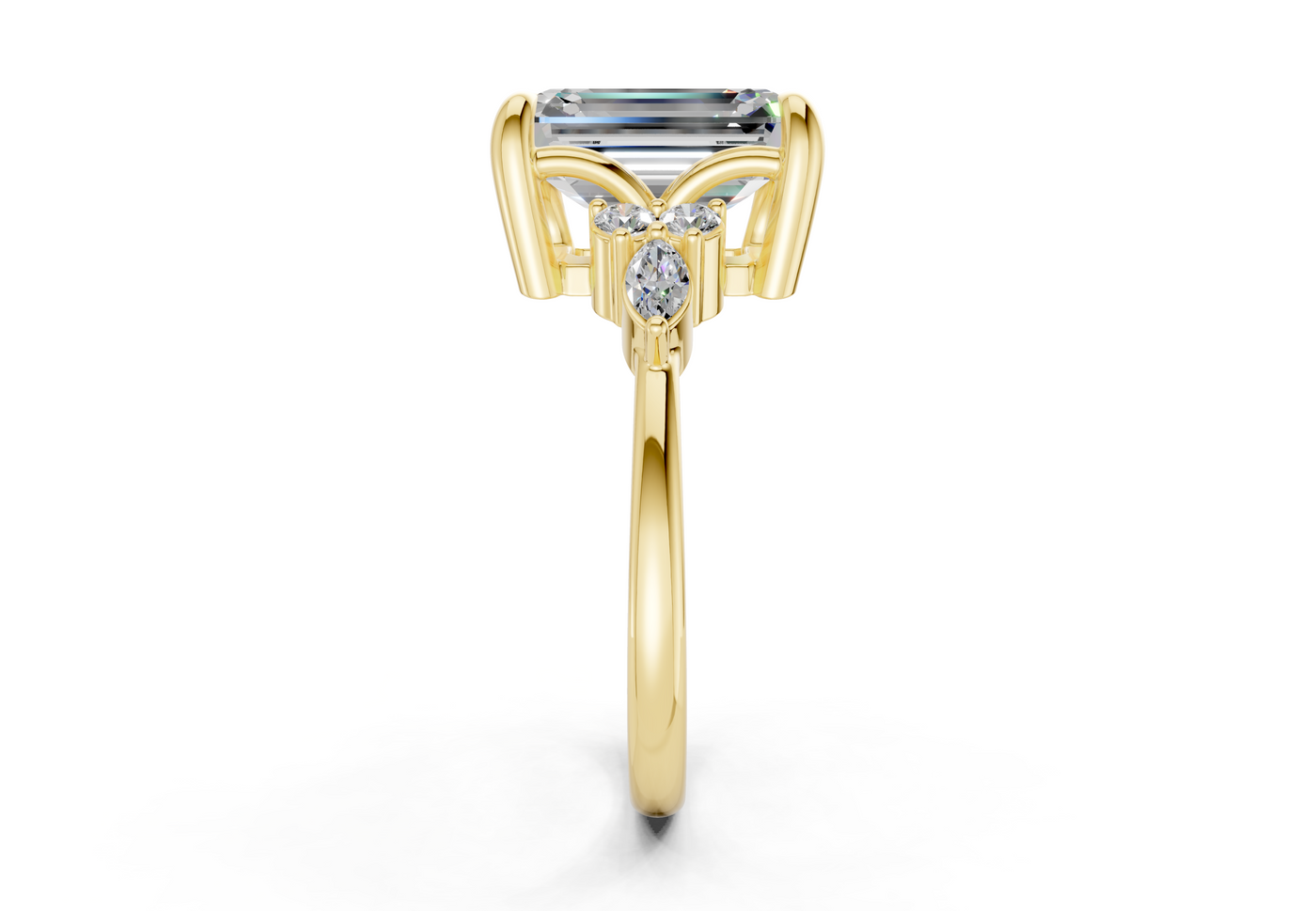 Lyra Diamond Accent Emerald Cut 2mm Engagement Ring