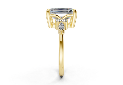 Lyra Diamond Accent Emerald Cut 2mm Engagement Ring