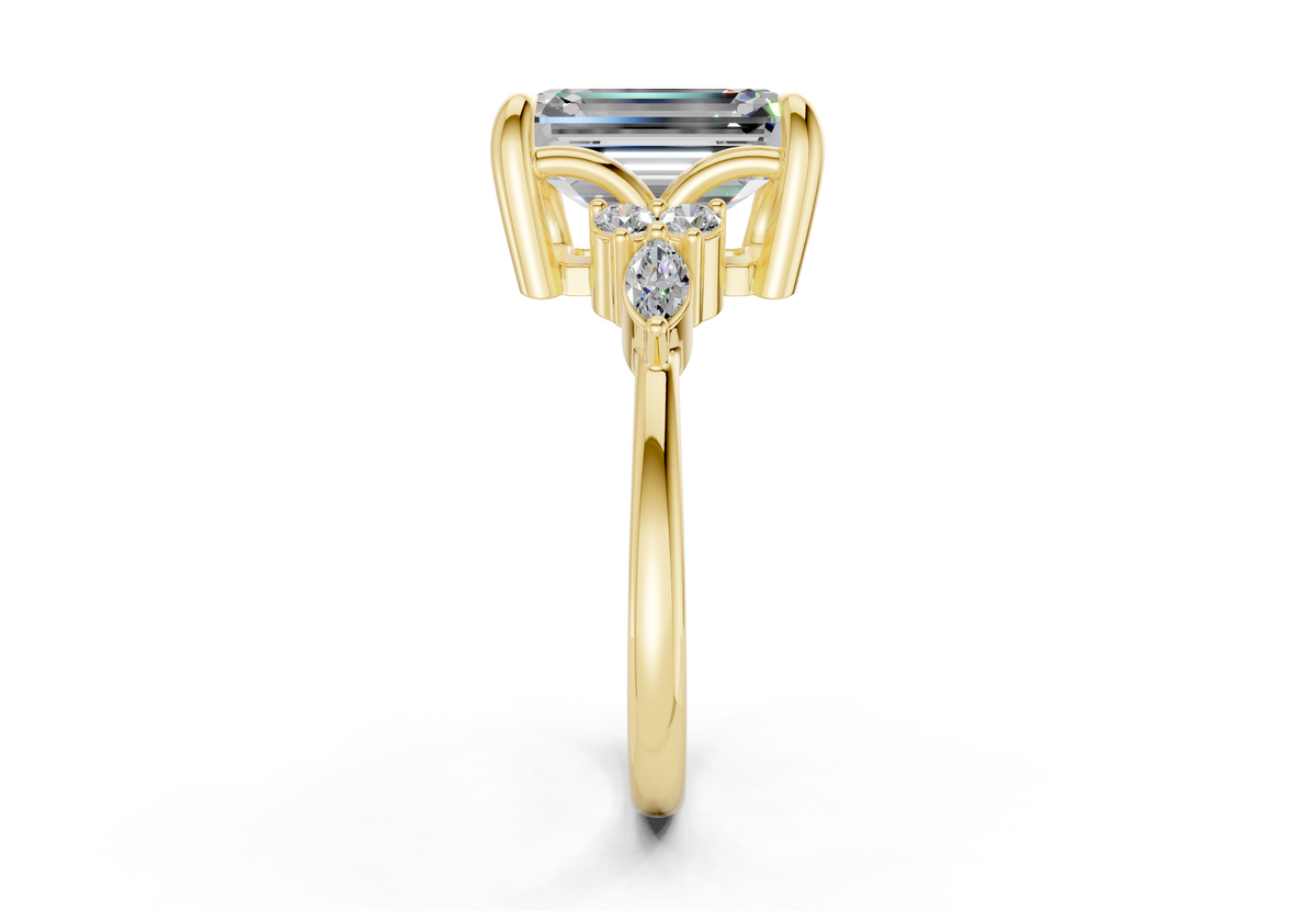 Lyra Diamond Accent Emerald Cut 2.3mm Engagement Ring