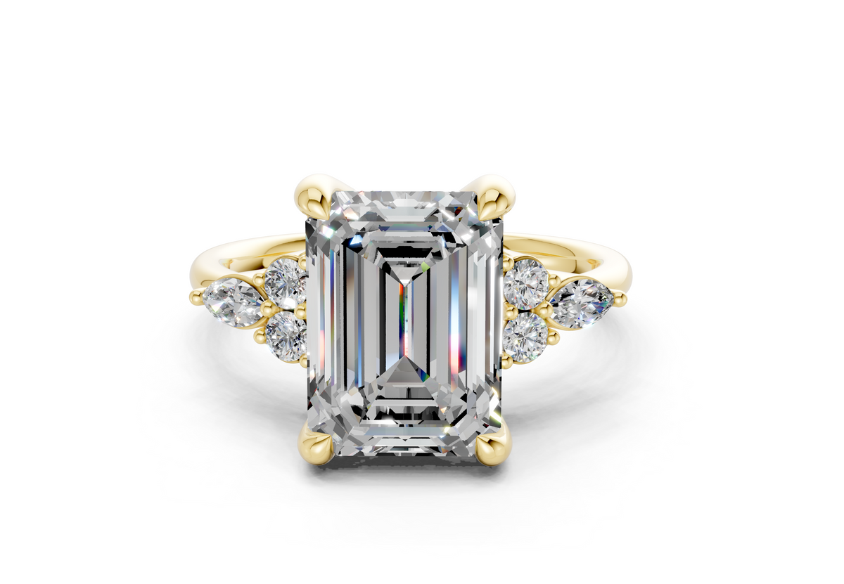 Lyra Diamond Accent Emerald Cut 2.3mm Engagement Ring