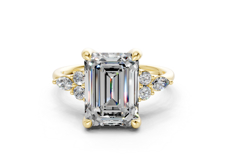 Lyra Diamond Accent Emerald Cut 2.3mm Engagement Ring