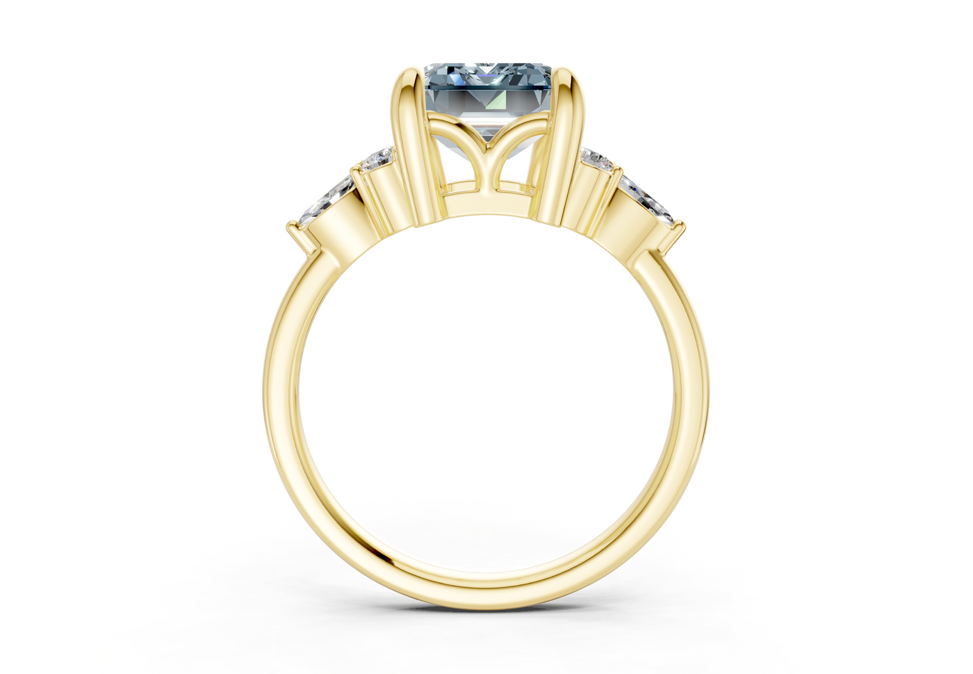 Lyra Blue Diamond Accent Emerald Cut 2mm Engagement Ring
