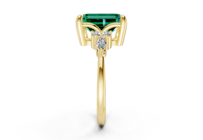 Lyra Emerald Gemstone Accent Emerald Cut 2mm Engagement Ring