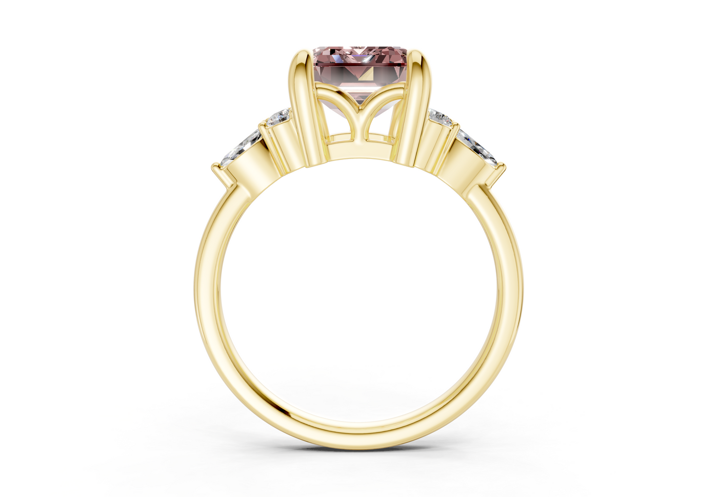 Lyra Pink Diamond Accent Emerald Cut 2.3mm Engagement Ring