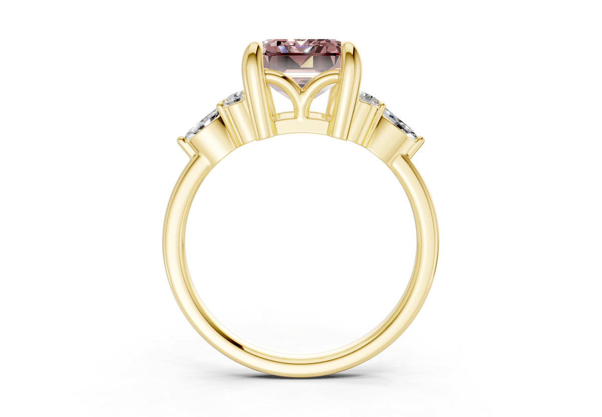 Lyra Pink Diamond Accent Emerald Cut 1.8mm Engagement Ring