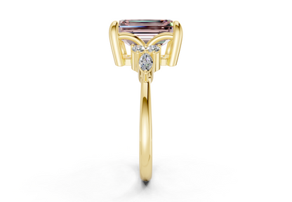 Lyra Pink Diamond Accent Emerald Cut 2mm Engagement Ring