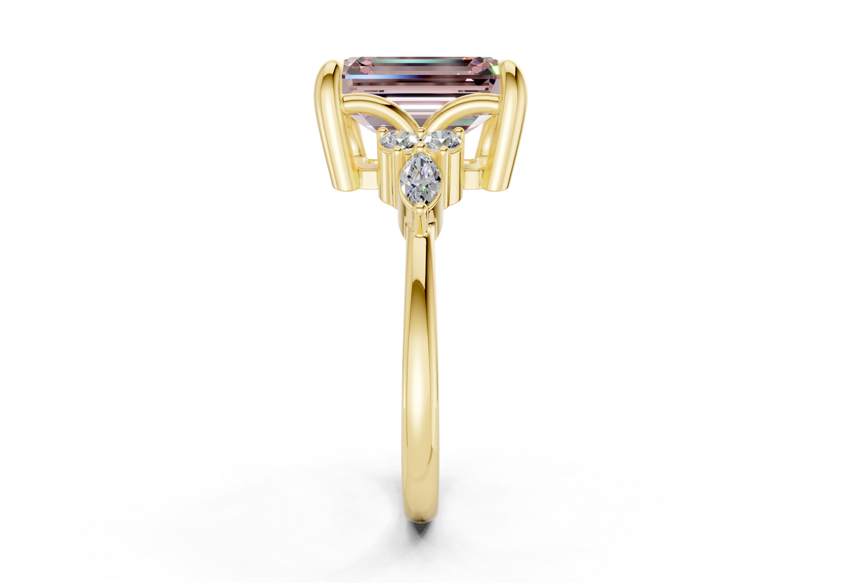 Lyra Pink Diamond Accent Emerald Cut 1.8mm Engagement Ring