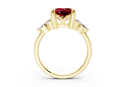 Lyra Ruby Gemstone Accent Emerald Cut 1.8mm Engagement Ring