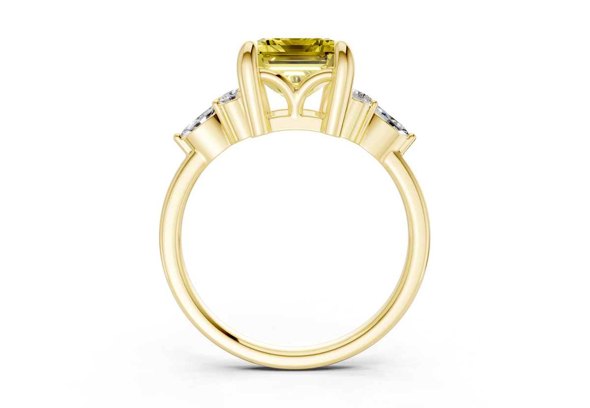 Lyra Yellow Diamond Accent Emerald Cut 2mm Engagement Ring