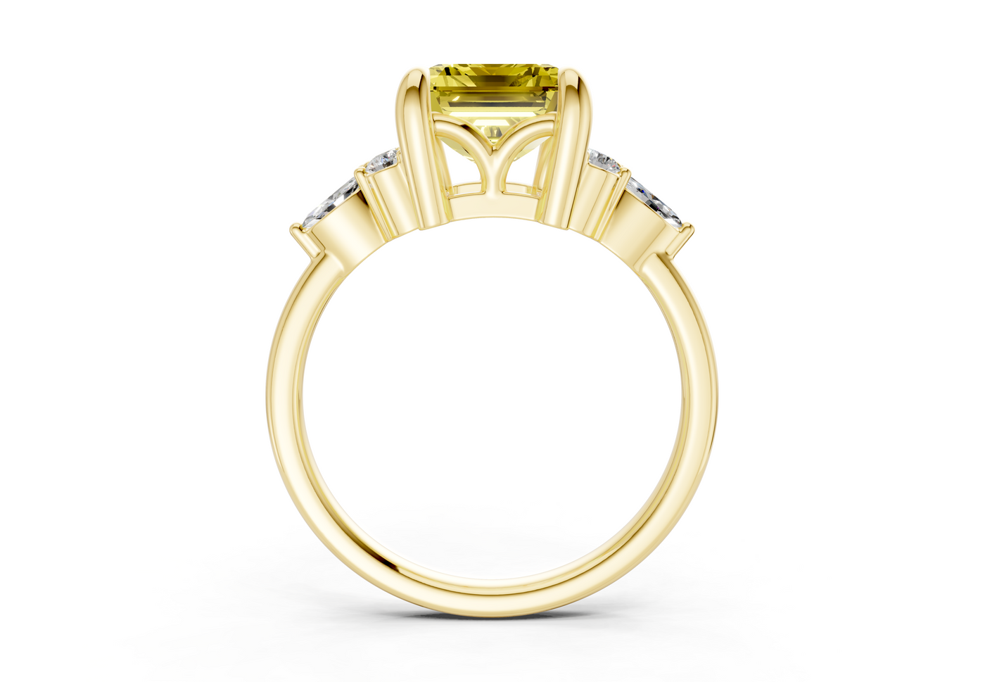 Lyra Yellow Diamond Accent Emerald Cut 2.3mm Engagement Ring