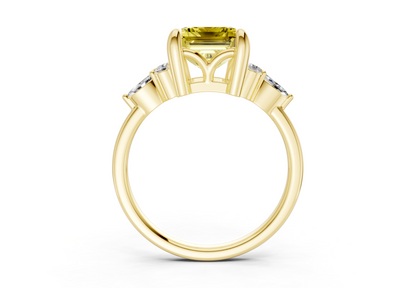 Lyra Yellow Diamond Accent Emerald Cut 1.8mm Engagement Ring