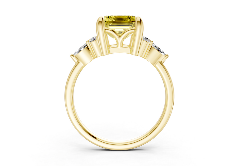 Lyra Yellow Diamond Accent Emerald Cut 1.8mm Engagement Ring