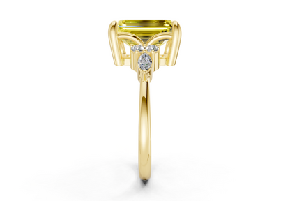 Lyra Yellow Diamond Accent Emerald Cut 2.3mm Engagement Ring