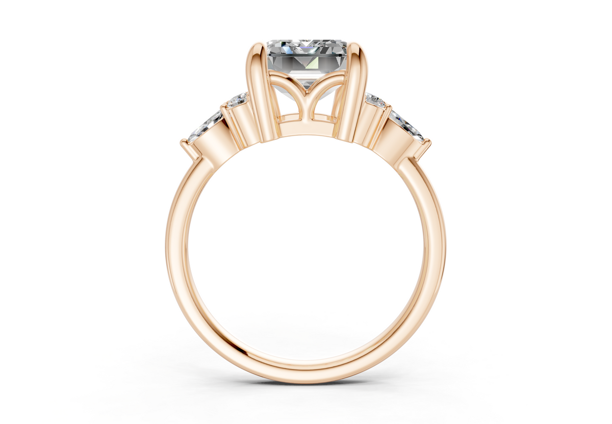 Lyra Diamond Accent Emerald Cut 2.3mm Engagement Ring