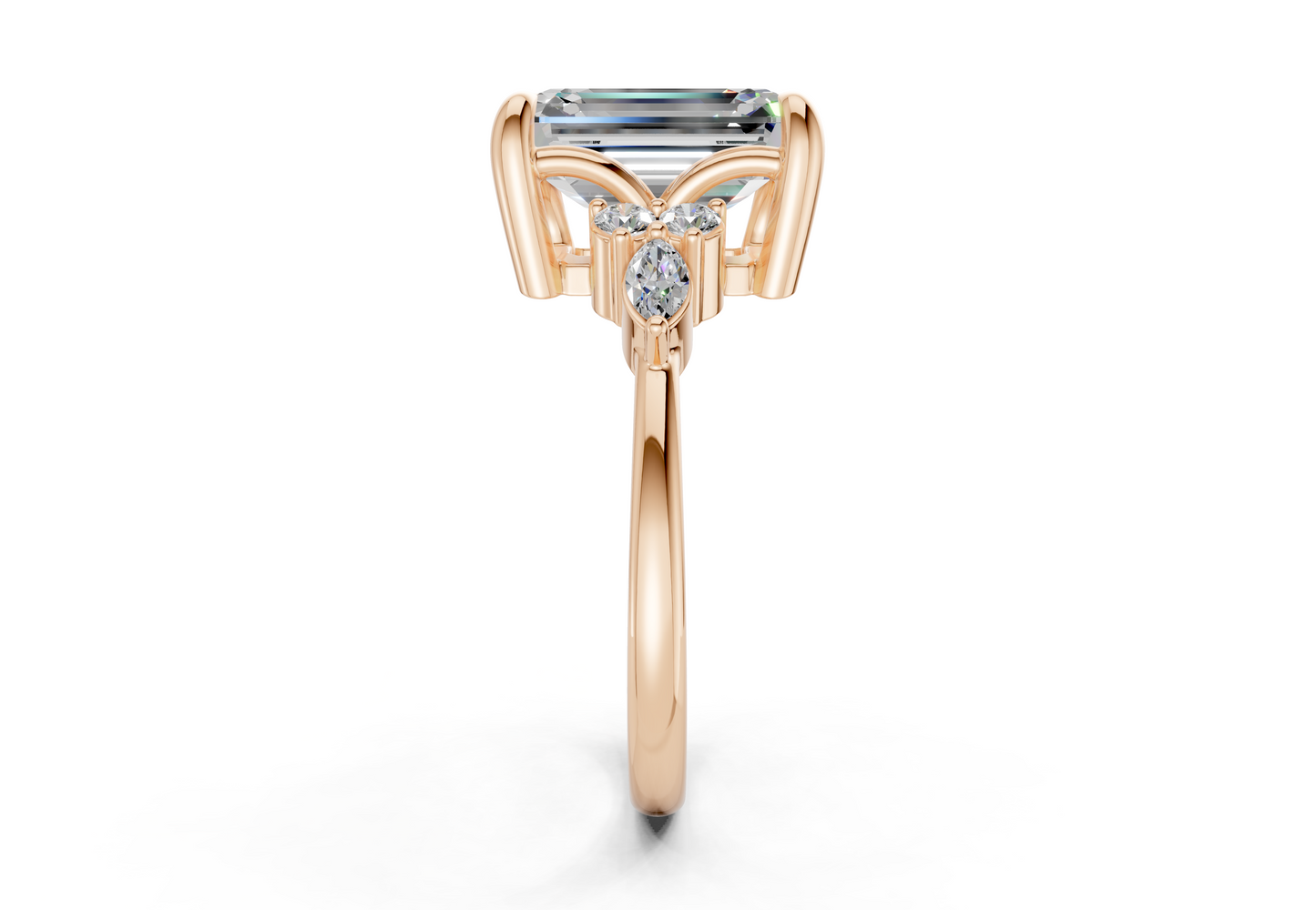 Lyra Diamond Accent Emerald Cut 2mm Engagement Ring