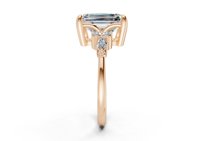 Lyra Diamond Accent Emerald Cut 2mm Engagement Ring