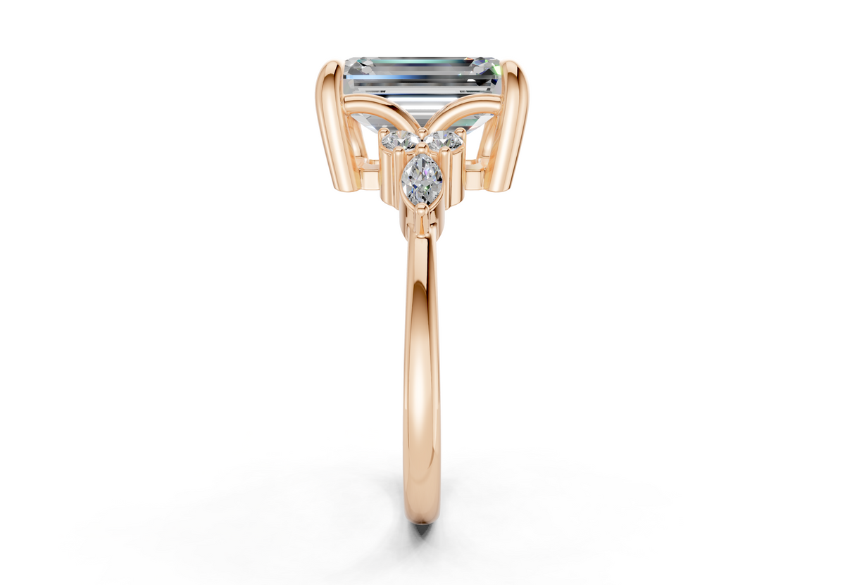 Lyra Diamond Accent Emerald Cut 1.8mm Engagement Ring