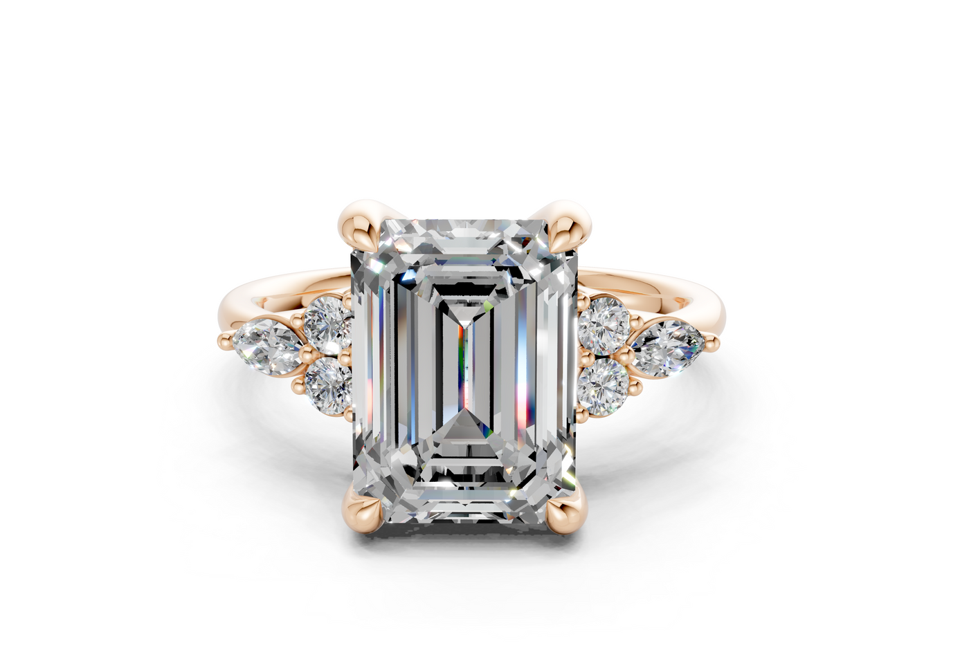 Lyra Diamond Accent Emerald Cut 2.3mm Engagement Ring