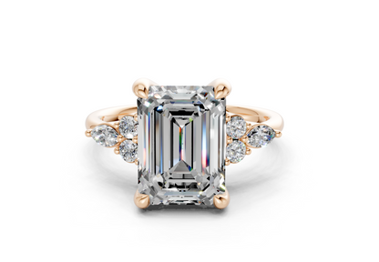 Lyra Diamond Accent Emerald Cut 2.3mm Engagement Ring