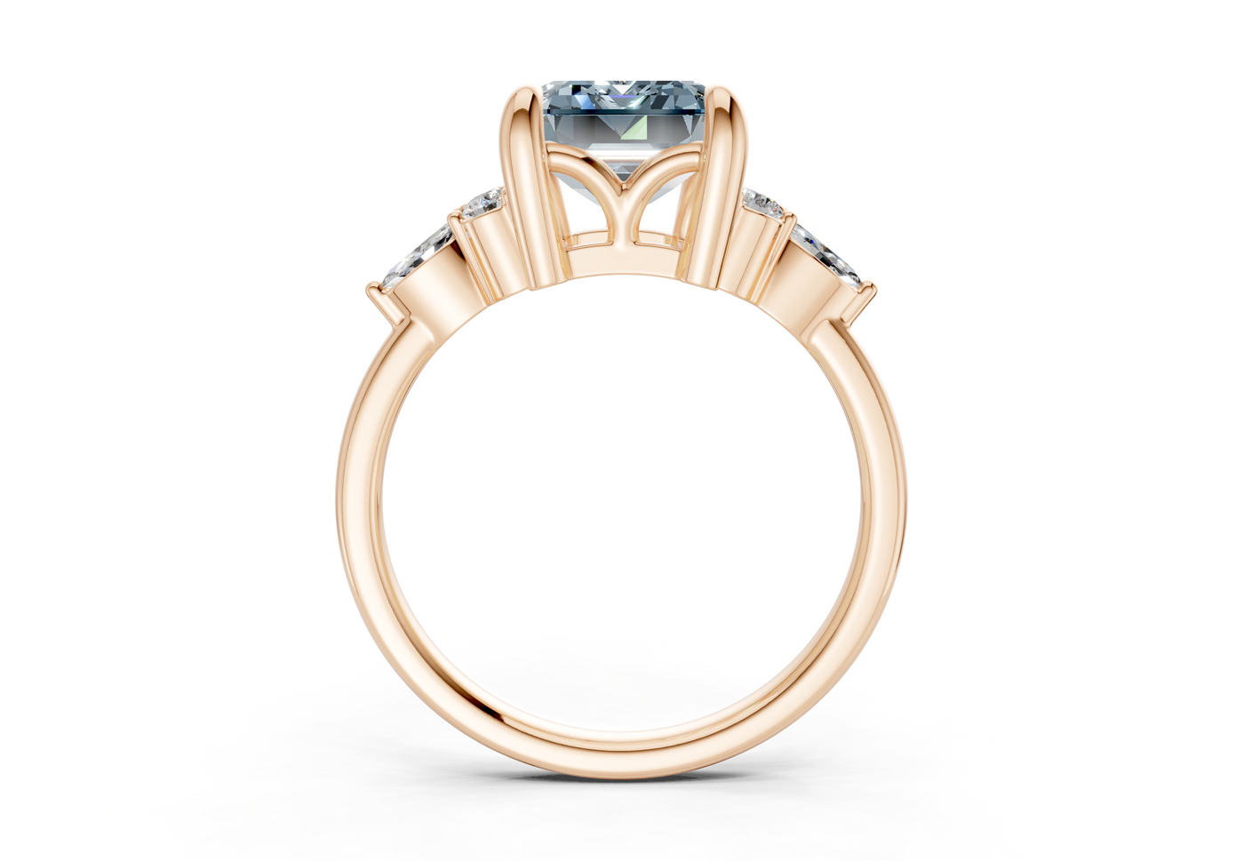 Lyra Blue Diamond Accent Emerald Cut 2mm Engagement Ring